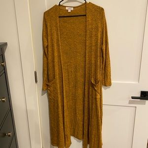 Lularoe Sarah Cardigan size small mustard yellow with black flecks